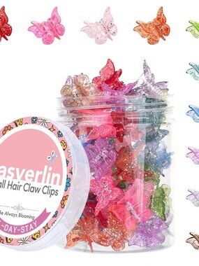 Glitter Mini Butterfly Hair Claw Clips, Sparkly Colorful Hair Accessories for Gi
